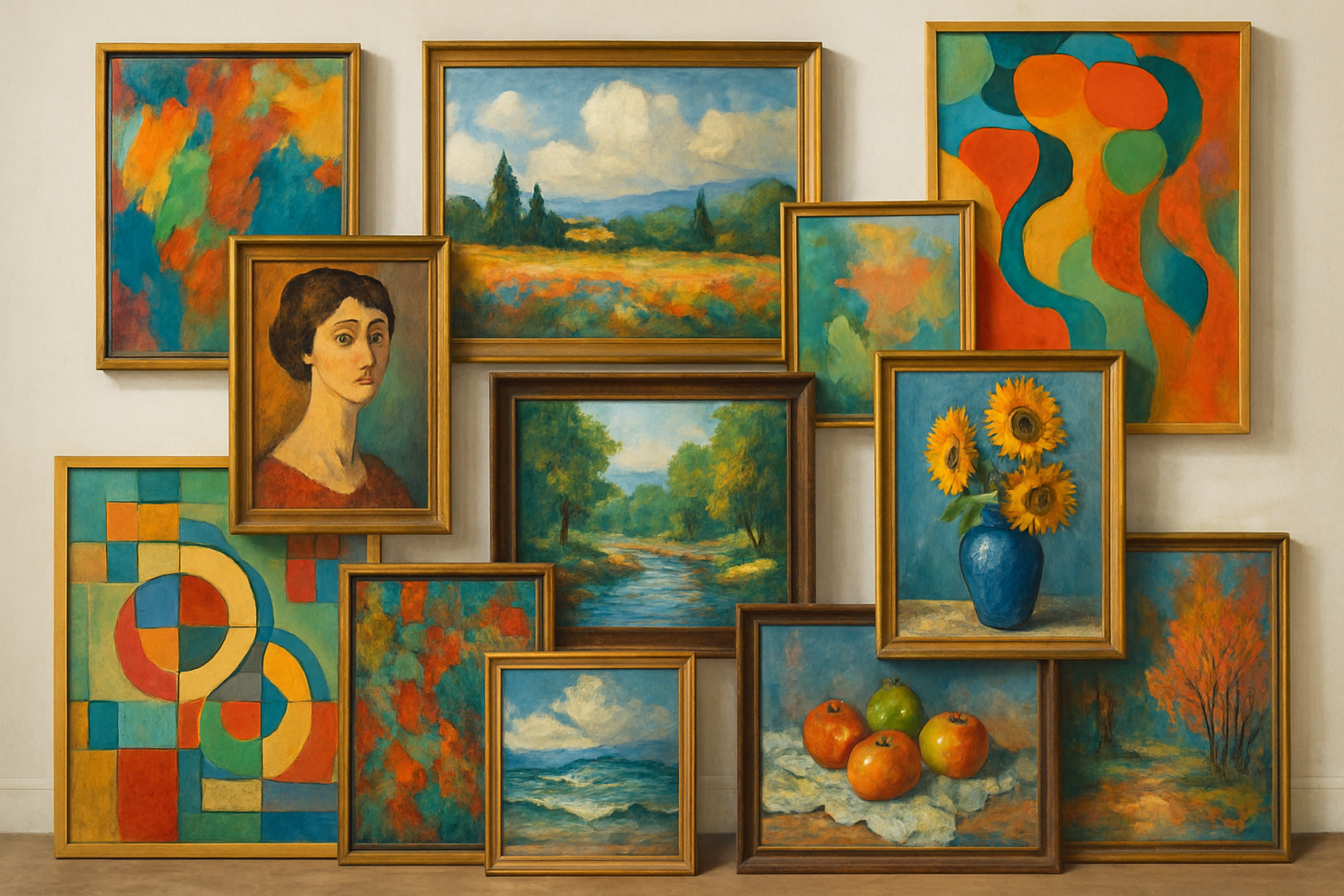 a group of paintings