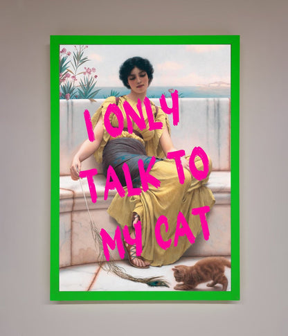 I Only Talk To My Cat Framed Wall Art