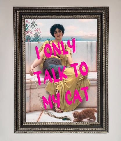 I Only Talk To My Cat Framed Wall Art