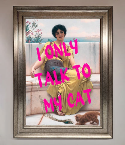 I Only Talk To My Cat Framed Wall Art