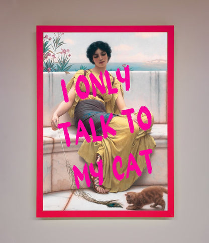 I Only Talk To My Cat Framed Wall Art