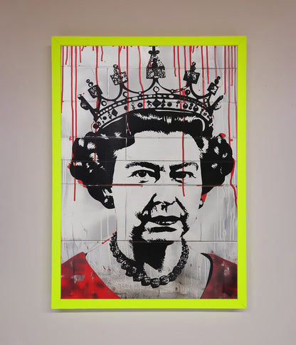 Queen Elizabeth Graffiti Red Blood Framed Poster