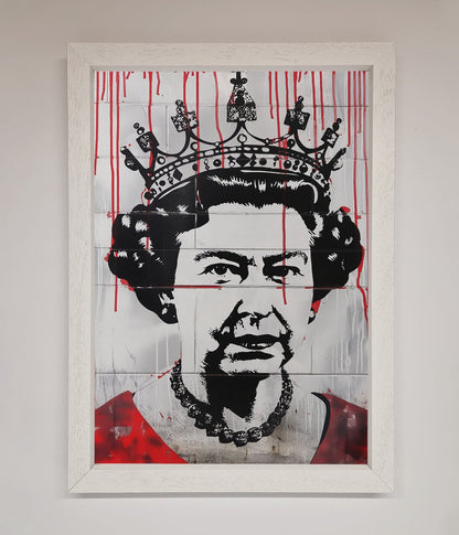 Queen Elizabeth Graffiti Red Blood Framed Poster