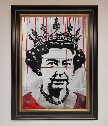 Queen Elizabeth Graffiti Red Blood Framed Poster