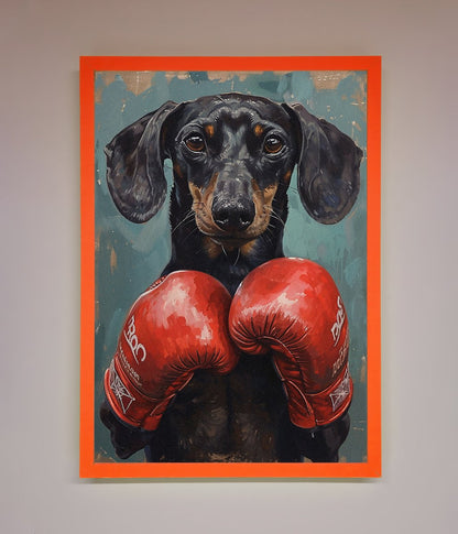 Sausage Dog Boxing Framed Print